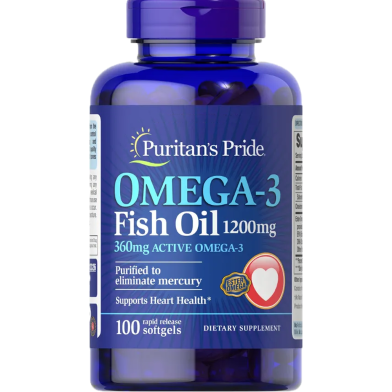 Puritan's Pride Omega3 Fish Oil 1200 mg 100 Softgels -272729760 image