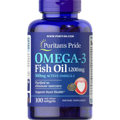 Puritan's Pride Omega3 Fish Oil 1200 mg 100 Softgels image