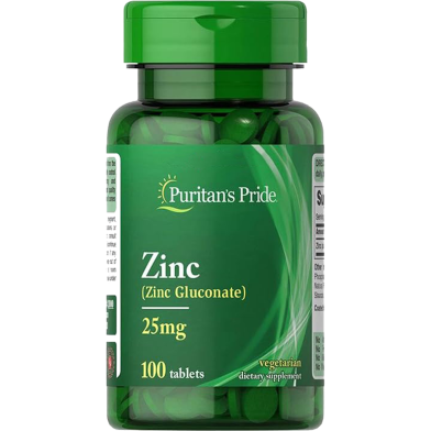 Puritan's Pride Zinc Gluconate 25 mg 100 Tablets image