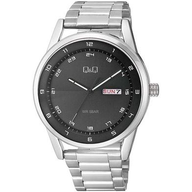 Q And Q Analog Day Date Wrist Watch For Men - Silver image
