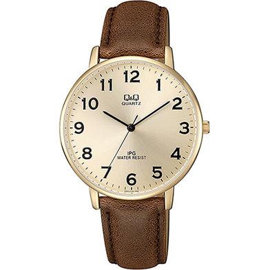 Q And Q Brown Leather Men's Watch image