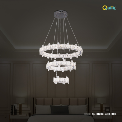 Qulik Modern Chandelier Decorative 3-Layer Ring LED Ceiling Light image
