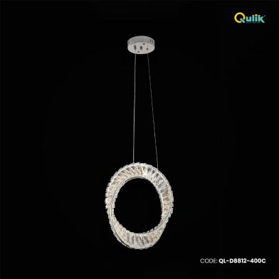 Qulik twisted circular ring Luxury LED Crystal Chandelier Pendant Light image