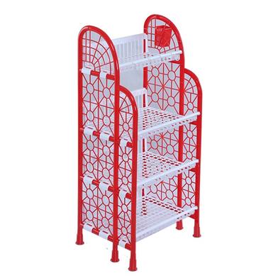 Queen Kitchen Rack 4 Step Red & White TEL