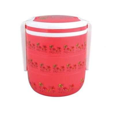 RFL Round Tiffin Box 3 Bati With Handle - Light Pink image
