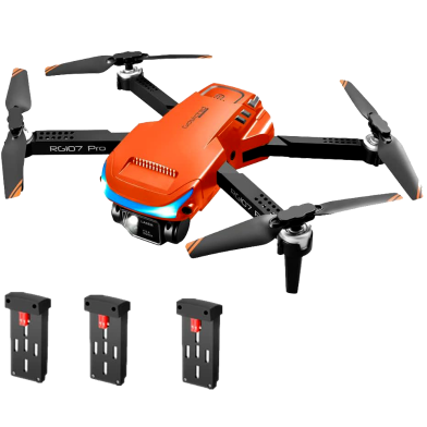 RG107 Pro RC Drone With 3 Side Obstacle Avoidance Device | UAV With HD 4K Dual Camera, Optical Flow Positioning, ESC Quadcopter | Mini Double Battery, Lens Included (drone_4k_dualcam_rg107_orange) Orange image