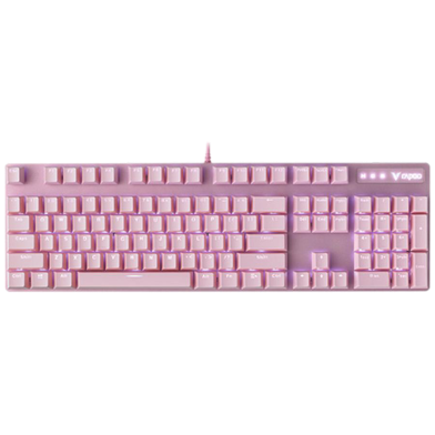 Rapoo V500PRO Pink Backlit Brown Switch Gaming Mechanical Keyboard-Pink image