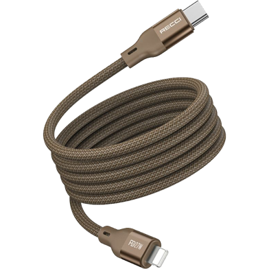 Recci RS23CL 100cm Type-C To Lightning Magnetic Data Cable Titanium Gold Color image