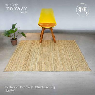 Rectangle Handmade Natural Jute Rug 5x4 Feet image