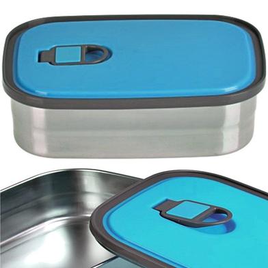Rectangle Stainless Steel Food Container Lunch Box Tiffin Box 680ml- 1 pcs image