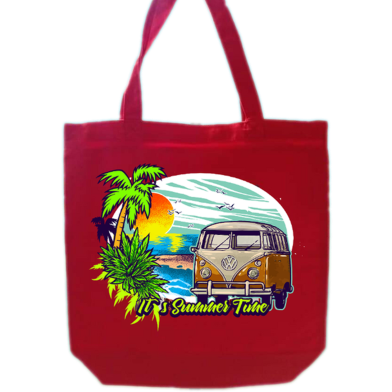 Red Fashionable Canvas Tote Bag With Zipper (RS-023) image