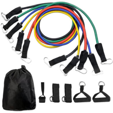 Resistance Band Set With Ankle Straps Door Strap And Carrying Bag- 11 Pcs image