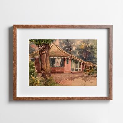 Restaurant in Dhanmondi lake watercolor - (20x14)inches image