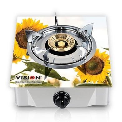 Vision Lpg Single Glass Body Gas Stove Sun Flower 3d image