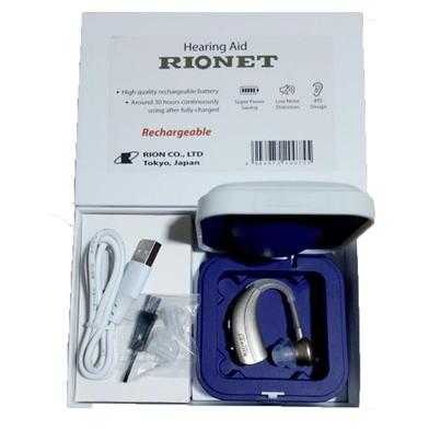Rionet Super Power saving Rechargeable Hearing Aid Sound Amplifier with storage box Japan Made image