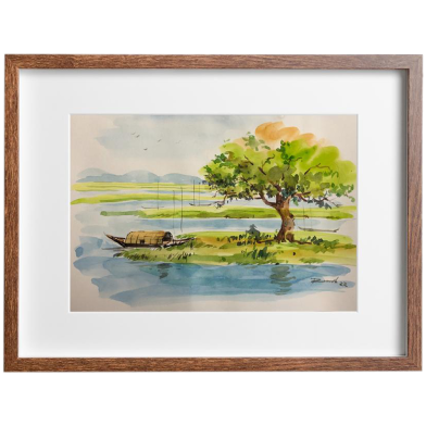 Riverscape Watercolor - (16x13)inches image