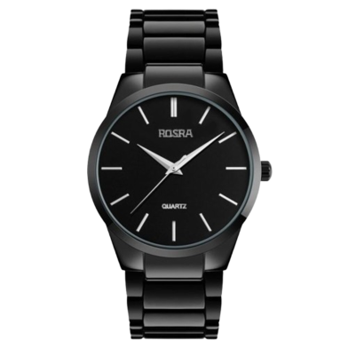 Rosra Fashion Stainless Steel Quartz Casual Wrist Watch For Man-Black - Watch image