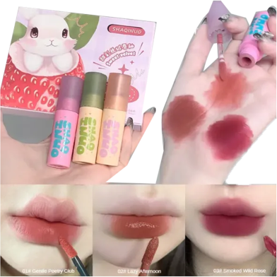 SHAQINUO Rabbit Sweet Velvet Lip Glaze Lip Gloss 3 pcs image