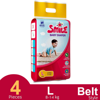 SMC Smile Belt System Baby Diaper (Size-L) (8-14kg) (4Pcs) image