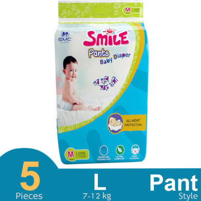 SMC Smile Pant System Baby Diaper (Size-M) (7-12kg) (5Pcs) image