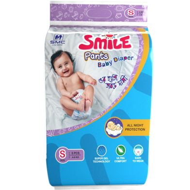 SMC Smile Pant System Baby Diaper (Size-S) (4-8kg) (5Pcs) image