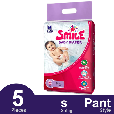 SMC Smile pant System Baby Diaper (Size-S) (-3-6g) (5Pcs) image