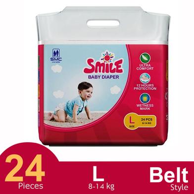 SMS Smile Belt System Baby Diaper (Size-L) (8-14kg) (24Pcs) image