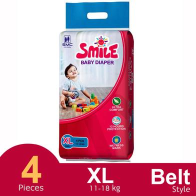 SMS Smile Belt System Baby Diaper (Size-XL) (11-18kg) (4Pcs) image