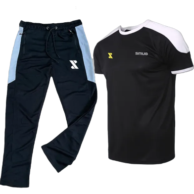 SMUG Stylish Black T shirt and Trouser Set For men - Soft and Comfortable image