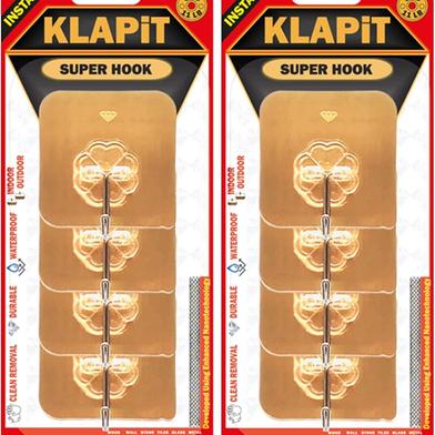 SUPER HOOK Heavy Duty Adhesive, Holds 11 Pounds or 5Kg Weight, Waterproof and Damage Free for Wall, Tile, Wood, Stone, Glass, Metal, Made of Steel, 4Pcs, Gold image