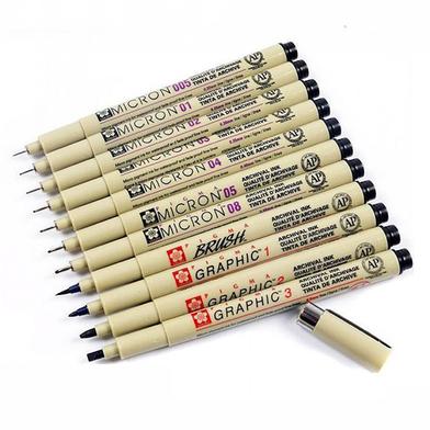 Buy Sakura Pigma Micron drawing pens set Size 005 01 03 0508 Brush  tip black fineliner artist pen Pack of 6 pen Online at desertcartINDIA