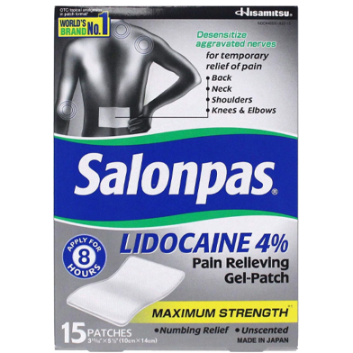 Salonpas Lidocaine 4 Percent Pain Relieving Gel-Patch - 15 Count image