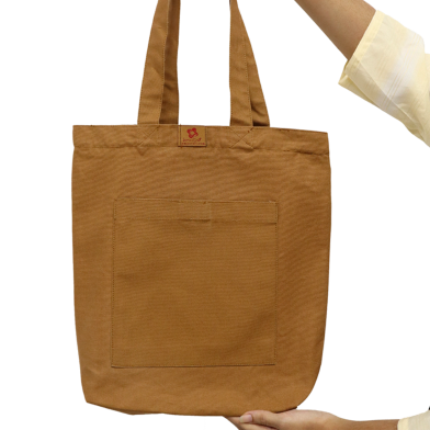 Samia Craft Brown Canvas Tote Bag Exclusive Design with Outside Pocket image