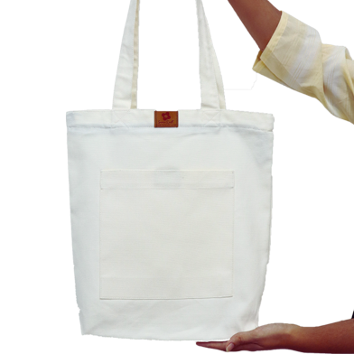 Samia Craft WF1P White Canvas Tote Bag Exclusive Design with Outside Pocket image