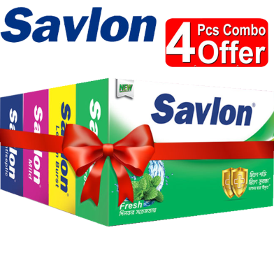 Savlon Soap 100 gm 4 Pcs Mixed Combo (Mild, Fresh, Antiseptic and Lemon Burst) image