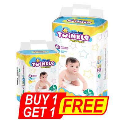 Savlon Twinkle Belt system Baby Diaper (L Size) (7-18kg) (36 pcs) (12pcs L Diaper) FREE image