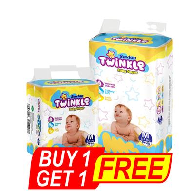 Savlon Twinkle Belt system Baby Diaper (M Size) (6-11 Kg) (40 pcs) (16pcs M Diaper) FREE image