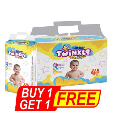 Savlon Twinkle Belt system Baby Diaper (XL Size) (12-25kg) (32 pcs) (12pcs XL Diaper) FREE image