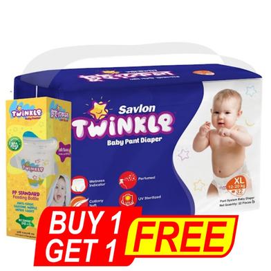 Savlon Twinkle Pant system Baby Diaper (XL Size) (32 pcs) (240 ml Twinkle pp baby Feeder) FREE image