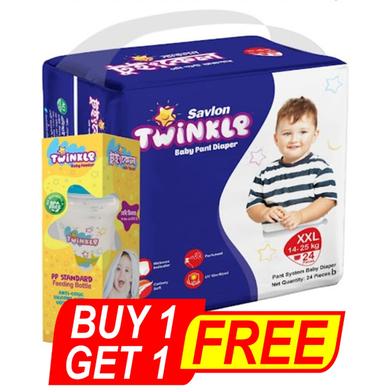 Savlon Twinkle Pant system Baby Diaper (XXL Size) (14-25kg) (24 pcs) (240 ml Twinkle pp baby Feeder) FREE image
