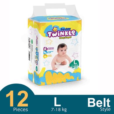 Savlon Twinkle Belt System Baby Diaper (L Size) (7-18kg) (12pcs) image