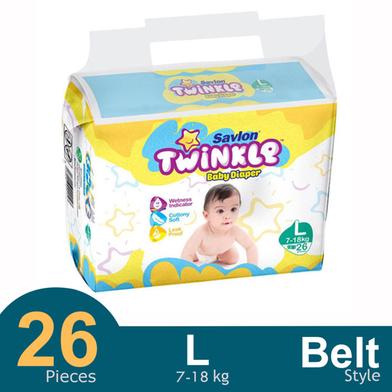 Savlon Twinkle Belt System Baby Diaper (7-18 kg) (26 Pcs) image