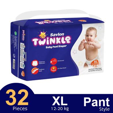 Savlon Twinkle Pant System Baby Diaper (XL Size) (12-20kg) (32pcs) image
