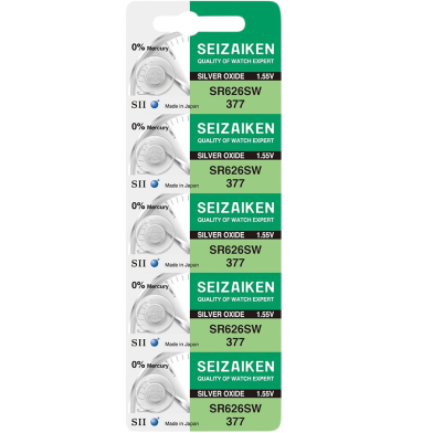 Seizaiken 377 SR626SW 1.55V 0 Percent Hg Silver Oxide Watch Battery Made In Japan image