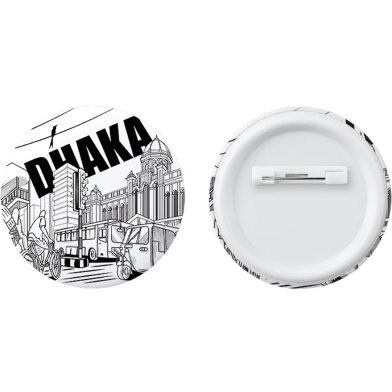 Sevendays Dhaka Line White Button Pin Badge - 10 Pcs image