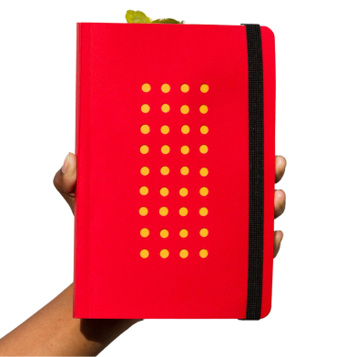 Sevendays Notes Daily Journal (Dot Punch Cover) Dotted Red Notebook With Elastic Band image