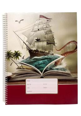Ship Book Design Floral Sprial Khata (White) - 300 Pages image