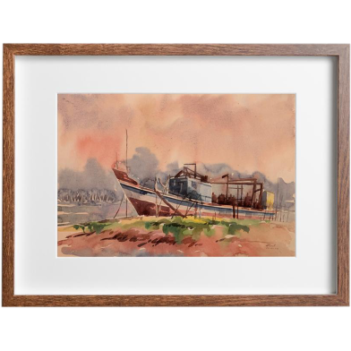 Ship Watercolor Landscape - (27x20)inches image