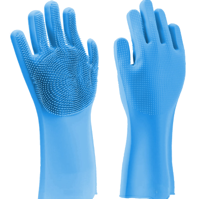 Silicon Dish Washing Kitchen Hand Gloves - 1Pair image