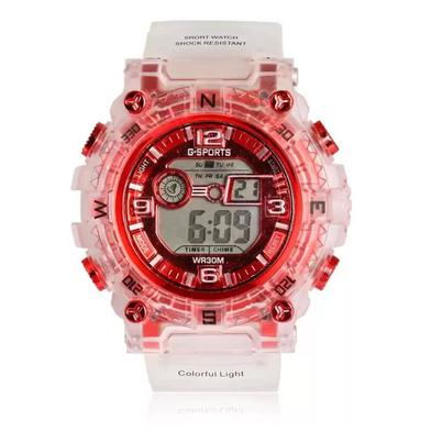 Silicone Boys Digital Sports Red Watch Fashionable Sports Watch For Men-White image